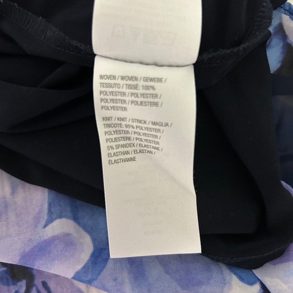 Susan Graver Womens 3X Blue Purple Floral Chiffon Overlay Blouse Short Sleeve - Picture 7 of 9